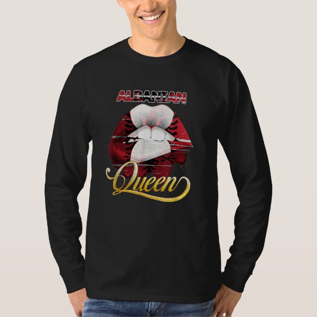Albanian Pride Flag Lip Women Girls Albanian Queen T-Shirt (Front)