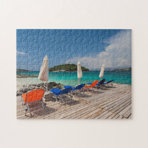 Albanian Riviera, Ksamil, town beachfront Jigsaw Puzzle
