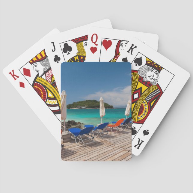 Albanian Riviera, Ksamil, town beachfront Poker Cards (Back)