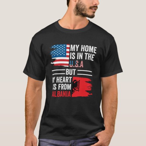 Albanian Roots American Flag Albania Heritage T_Shirt