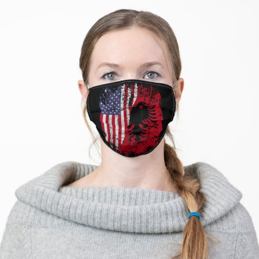Albanian Roots American Flag Face Mask (Worn)