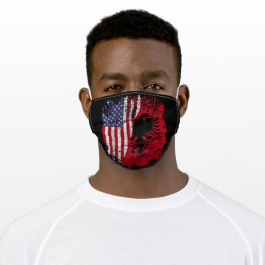Albanian Roots American Flag Face Mask (Worn)