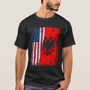 ALBANIAN ROOTS Red Eagle ALBANIA American Flag T-Shirt