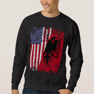 ALBANIAN ROOTS Red Eagle Half American ALBANIA FLA Sweatshirt