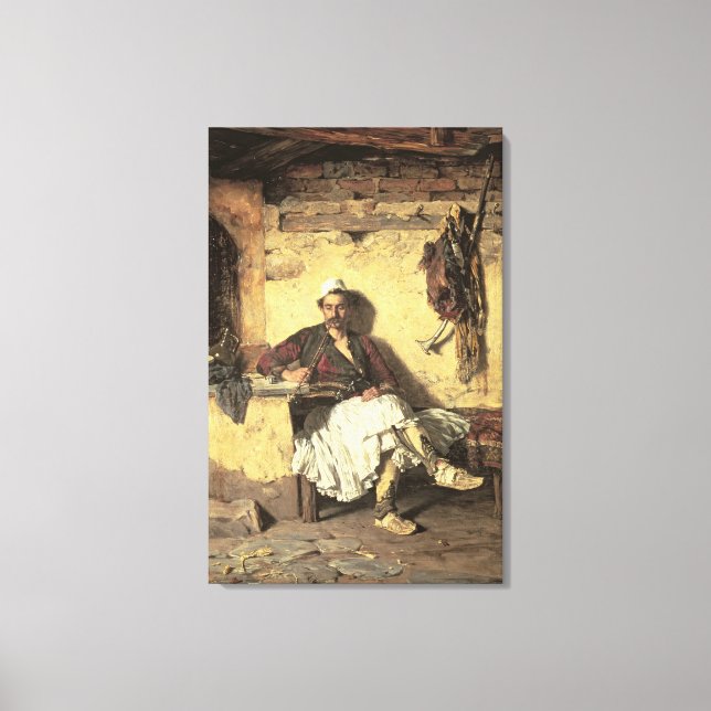 Albanian Sentinel Resting (Arnaueti) (oil on canva Canvas Print (Front)