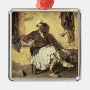 Albanian Sentinel Resting (Arnaueti) (oil on canva Metal Ornament