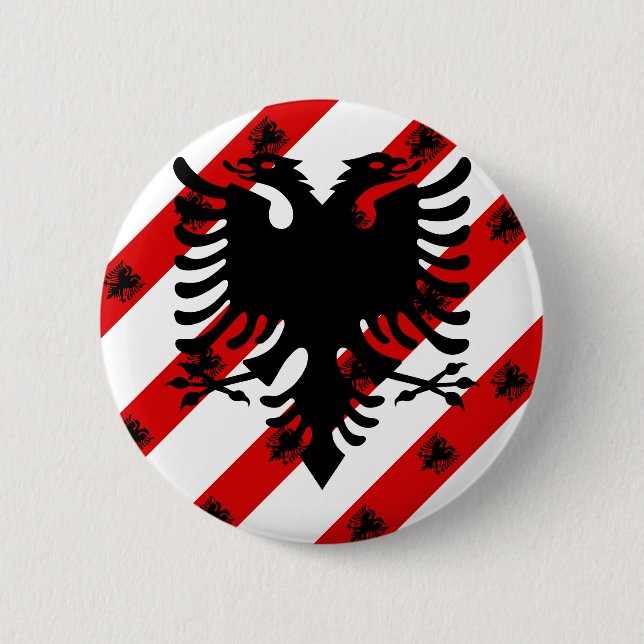 Albanian stripes flag button (Front)