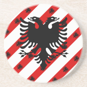 Albanian stripes flag drink coaster