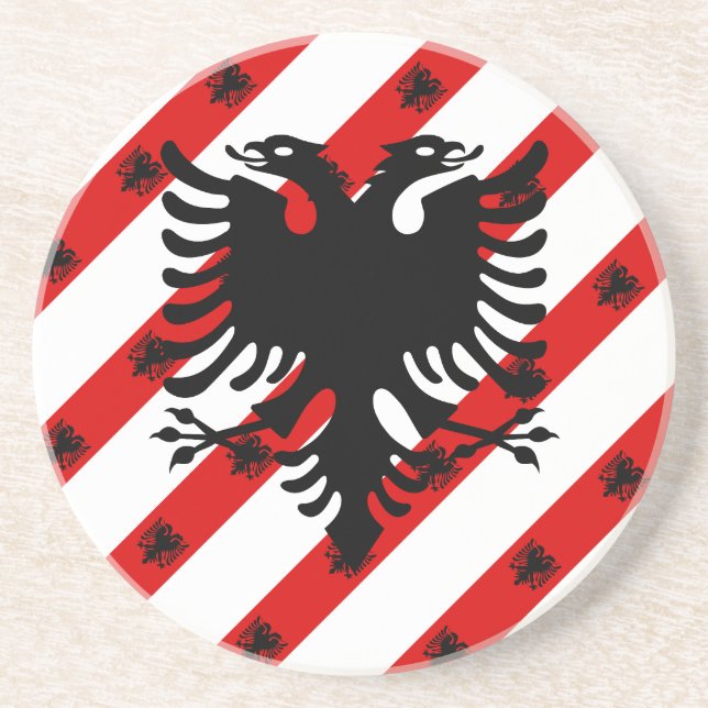 Albanian stripes flag drink coaster (Front)