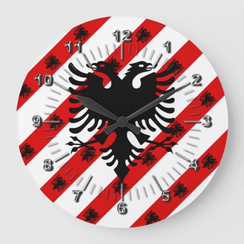 Albanian stripes flag large clock