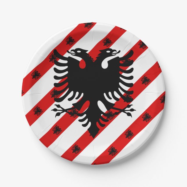 Albanian stripes flag paper plates (Front)