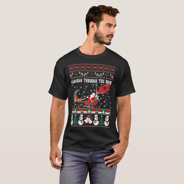 Albanian Through The Snow Ugly Christmas Sweater (Front Full)