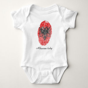 Albanian touch fingerprint flag baby bodysuit