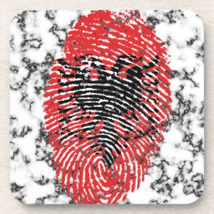Albanian touch fingerprint flag drink coaster