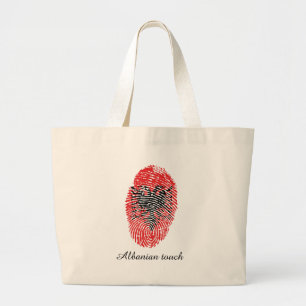 Albanian touch fingerprint flag large tote bag