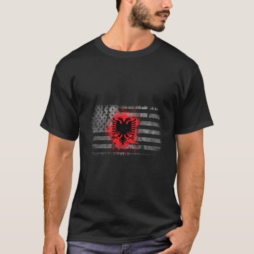 Albanian Us Flag Albanian Eagle Albania T_Shirt