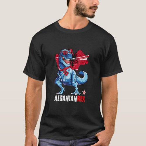 Albanianrex Proud Albanian Flag Fun Dinosaur Sauru T_Shirt