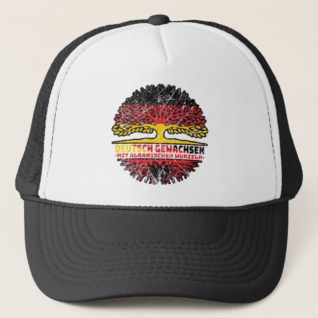 Albanien Albanisch Deutsch Deutschland Baum Wurzel Trucker Hat (Front)