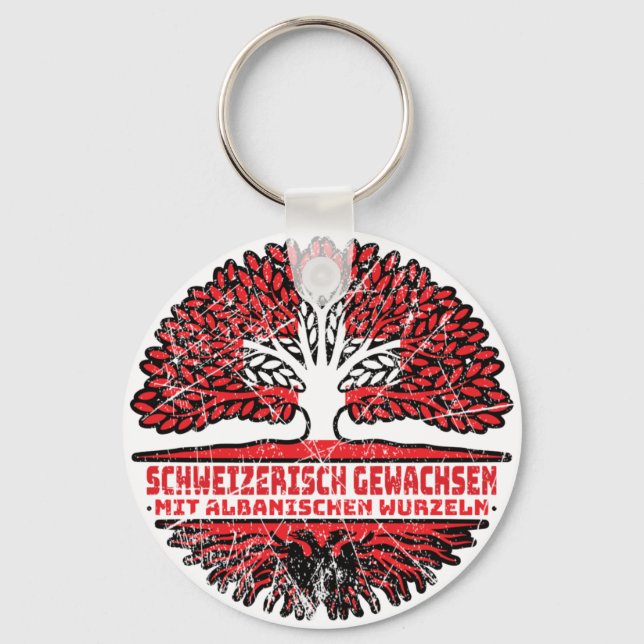 Albanien Albanisch Schweizer Schweiz Baum Wurzel Keychain (Front)