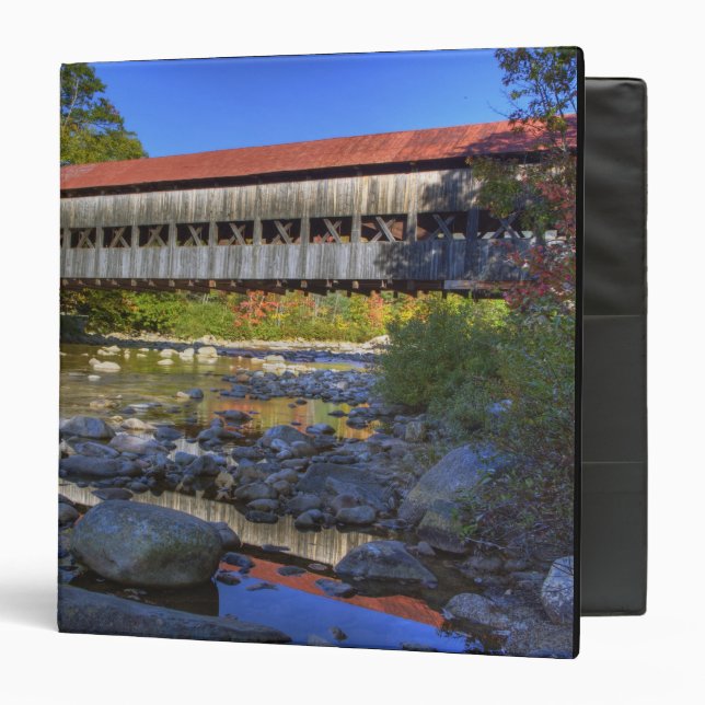 Albany covered bridge over Swift River, White 3 Ring Binder (Front/Inside)