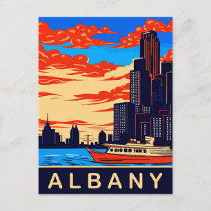Albany, Hudson River, NY, Travel Postcard