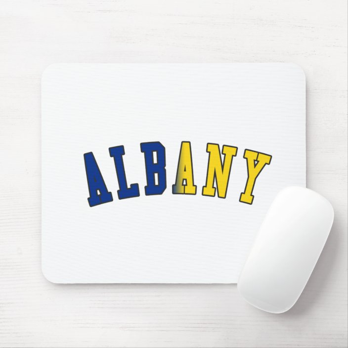 Albany in New York State Flag Colors Mouse Pad