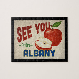 Albany New York Apple - Vintage Travel Jigsaw Puzzle