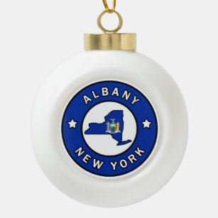 Albany New York Ceramic Ball Christmas Ornament