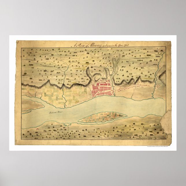 Albany New York Early Map 1758 Poster (Front)