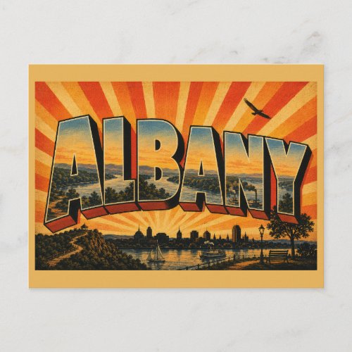 Albany New York Hudson River Valley Art Postcard