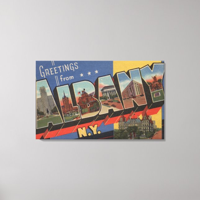 Albany, New York - Large Letter Scenes 2 Canvas Print (Front)