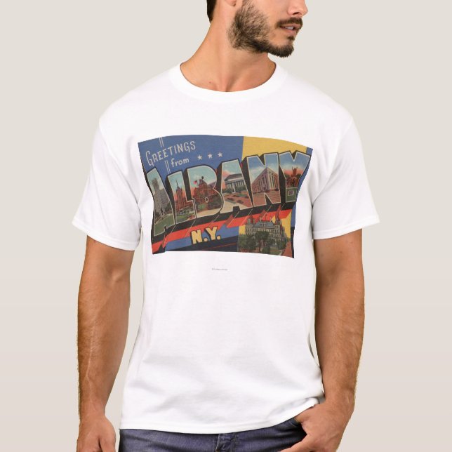 Albany, New York - Large Letter Scenes T-Shirt (Front)