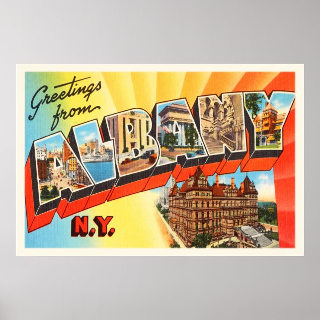 Albany New York NY Old Vintage Travel Souvenir Poster (Front)