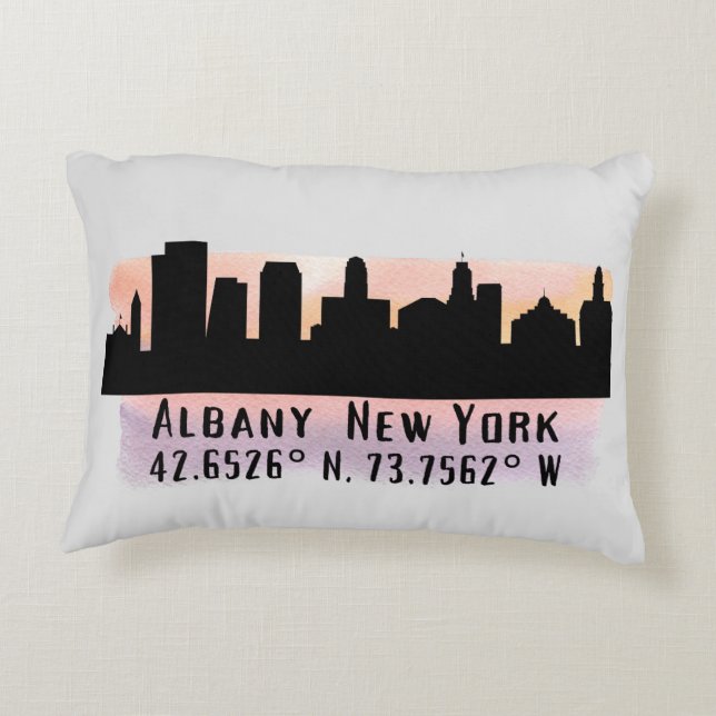 Albany NY City Skyline    Accent Pillow (Back)