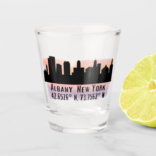 Albany NY City Skyline  Shot Glass