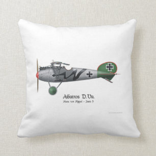 Albatros D.Va WW1 German Fighter Hans von Hippel Throw Pillow