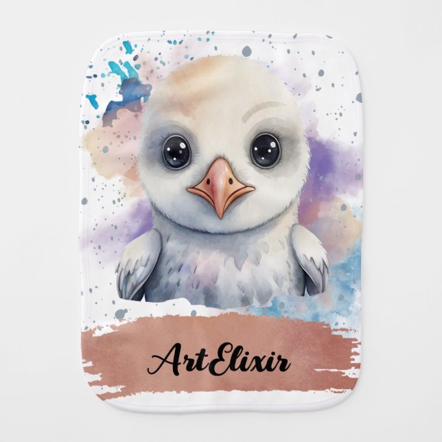 Albatross Baby Kawaii Baby Burp Cloth (Front)
