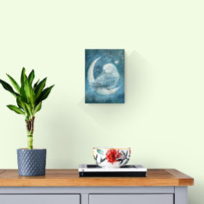 Albatross bird baby sleeping on Moon Photo Print