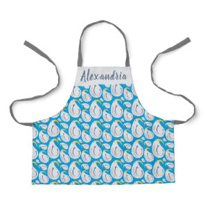 Albatross Blue, White, Grey, Yellow Name Kids Apron