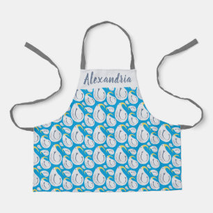 Albatross Blue, White, Grey, Yellow Name Kids Apron