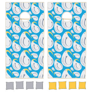 Albatross Blue Yellow White Grey Cornhole Set