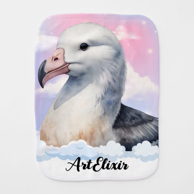 Albatross Dreamy Print  Baby Burp Cloth (Front)