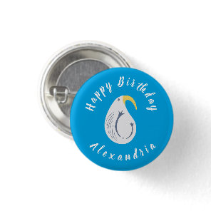 Albatross - Ocean Theme Happy Birthday Blue White Button