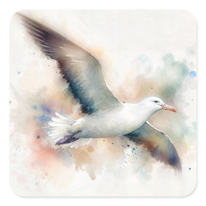 Albatross Watercolor Art Square Sticker