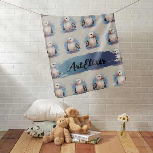 Albatross Watercolor Kawaii Print Baby Blanket