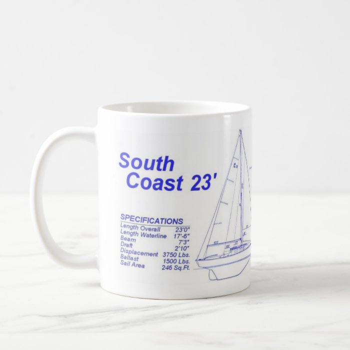 Alberg designed South Coast 23 Sailboat Coffee Mug