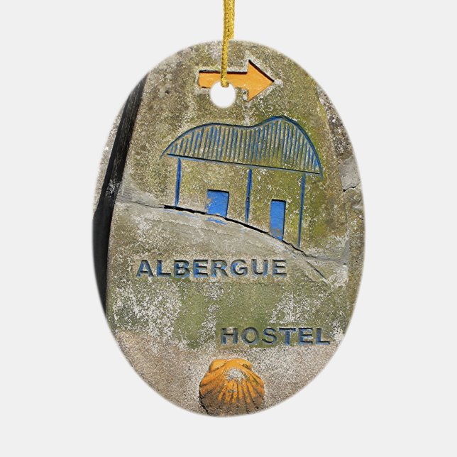 Albergue hostel sign, El Camino, Spain Ceramic Ornament (Front)