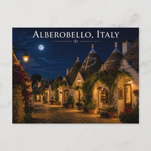 Alberobello Italy Night Postcard