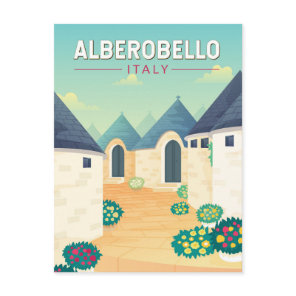 Alberobello Italy  Travel Art Vintage Postcard