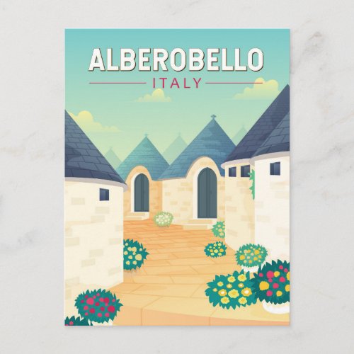 Alberobello Italy  Travel Art Vintage Postcard